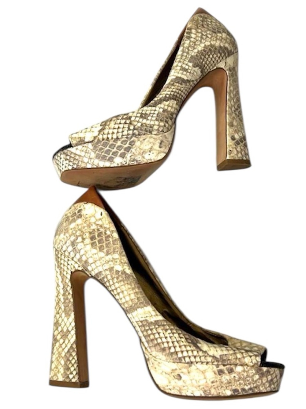 Sam Edelman Tacoma Snakeskin Peep Toe Platform Heels Leather Size 6.5